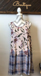 Pink Floral and Blue Plaid Contrast Dress 208