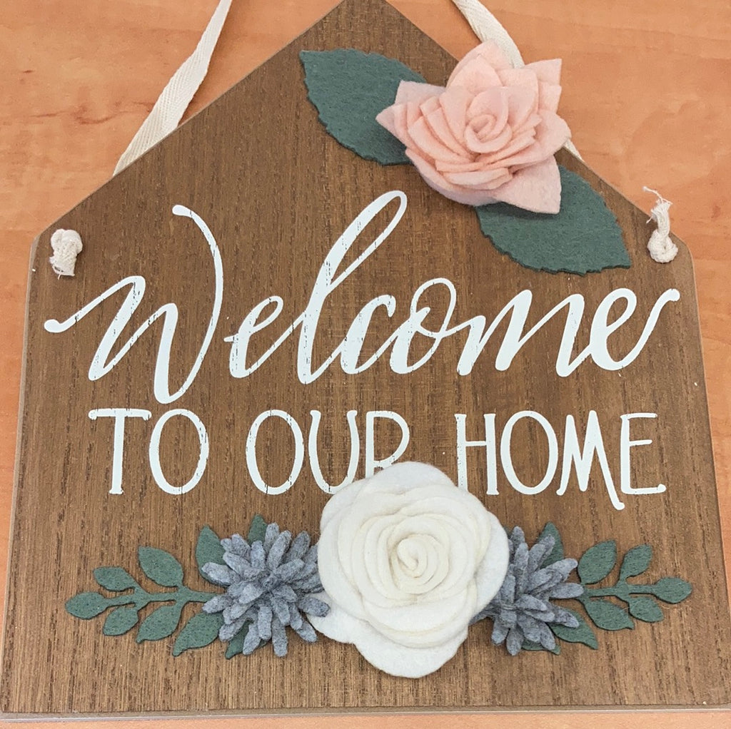 Welcome to our home hanging sign