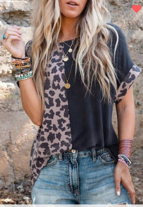 Mauve and Black Cheetah Print Top.